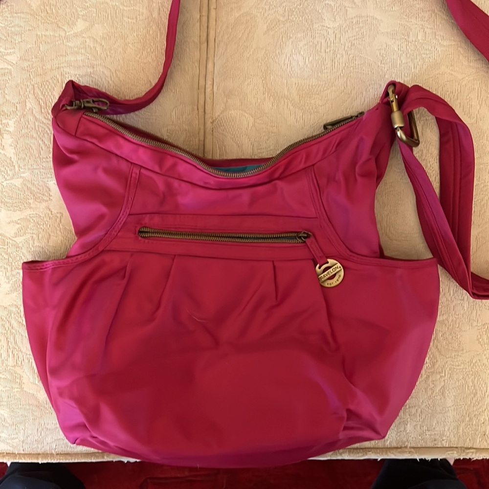 Travelon Pink Cross-Body Bag with Theft Protective Locks and Matching Wallet